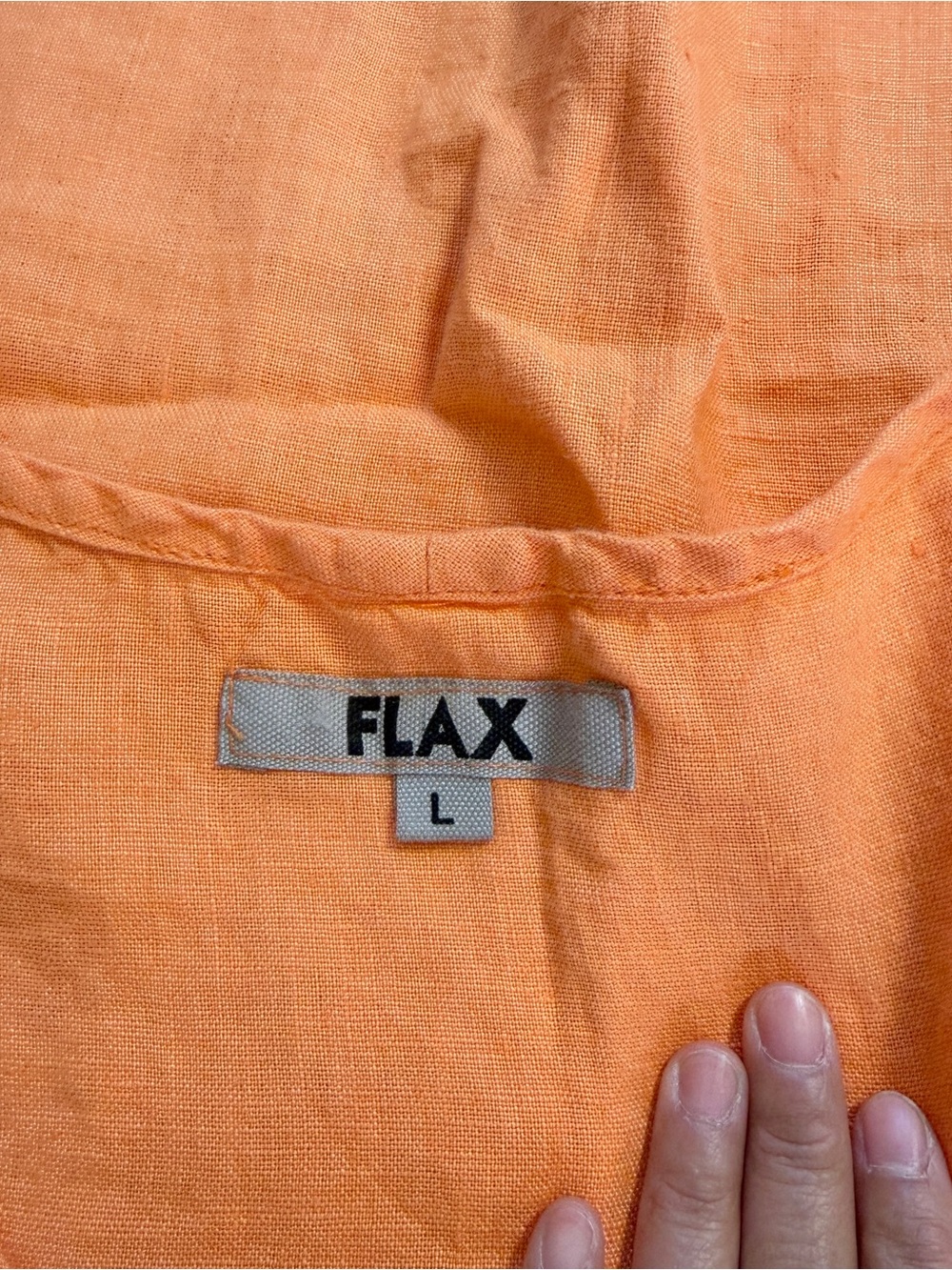 FLAX Women’s 100% Linen Sleeveless A-Line Dress Lagenlook in Apricot Orange L - Picture 9 of 12